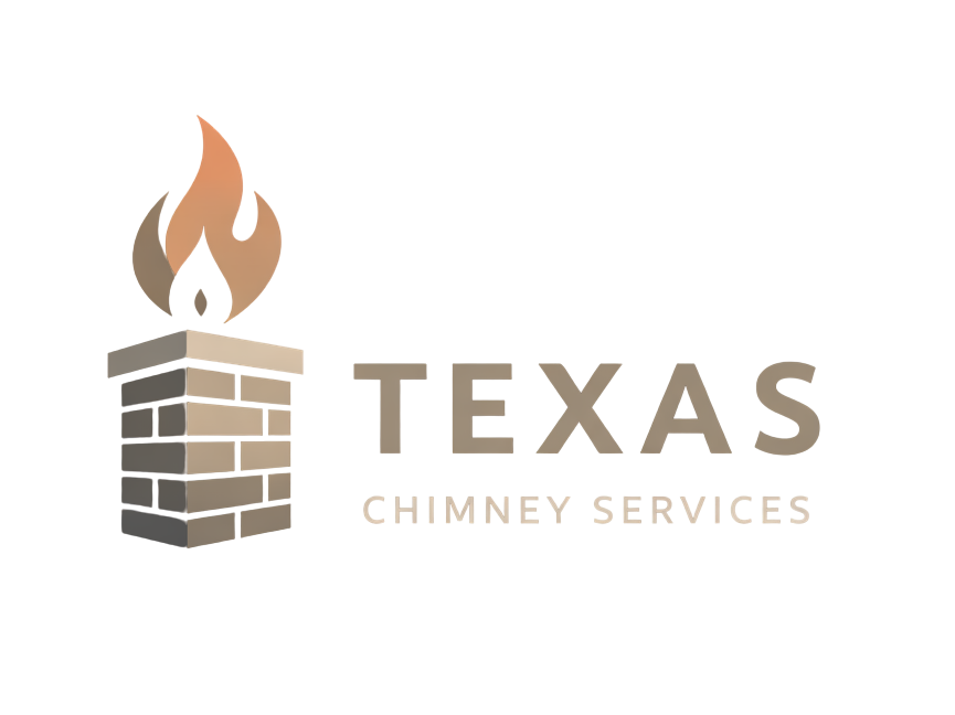 Texas Chimney Services Dallas chimney company logo with modern brick chimney and flame icon