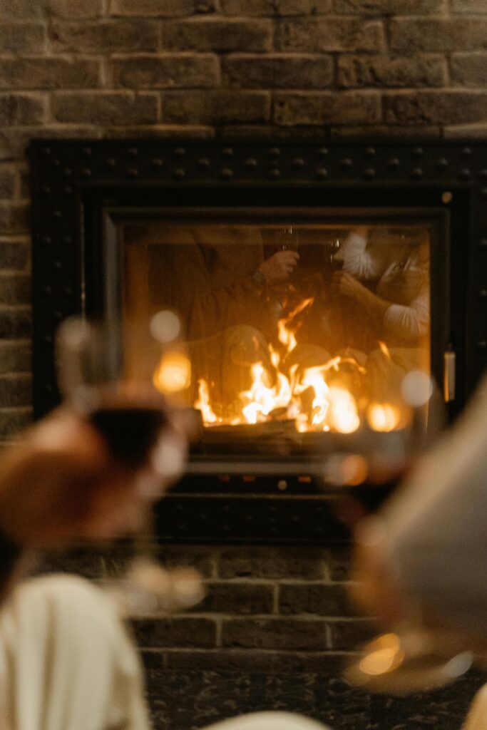 Warm and inviting wooden fireplace serviced by chimney repair experts in Cedar Park, TX.