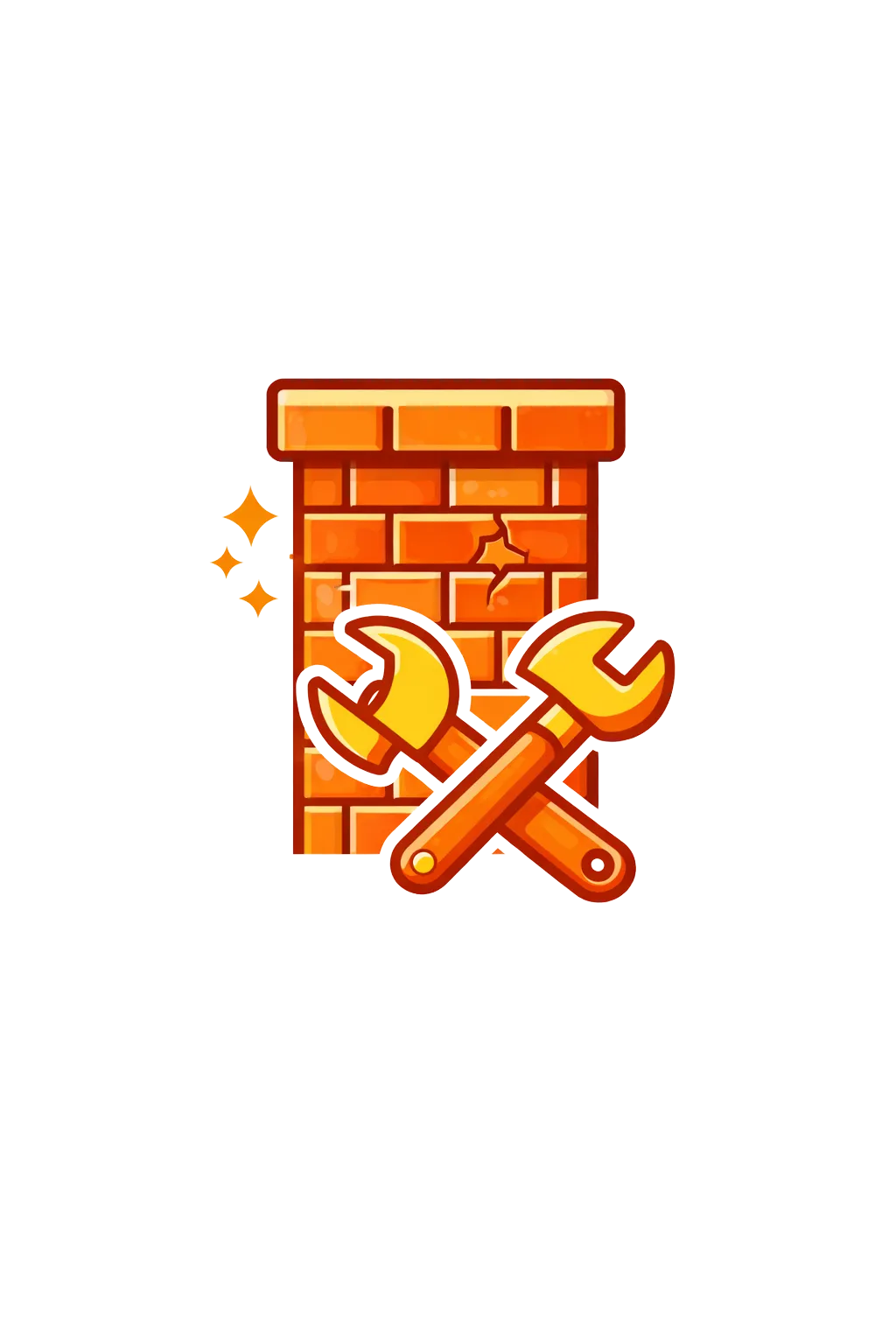 Brick chimney icon with a wrench and screwdriver