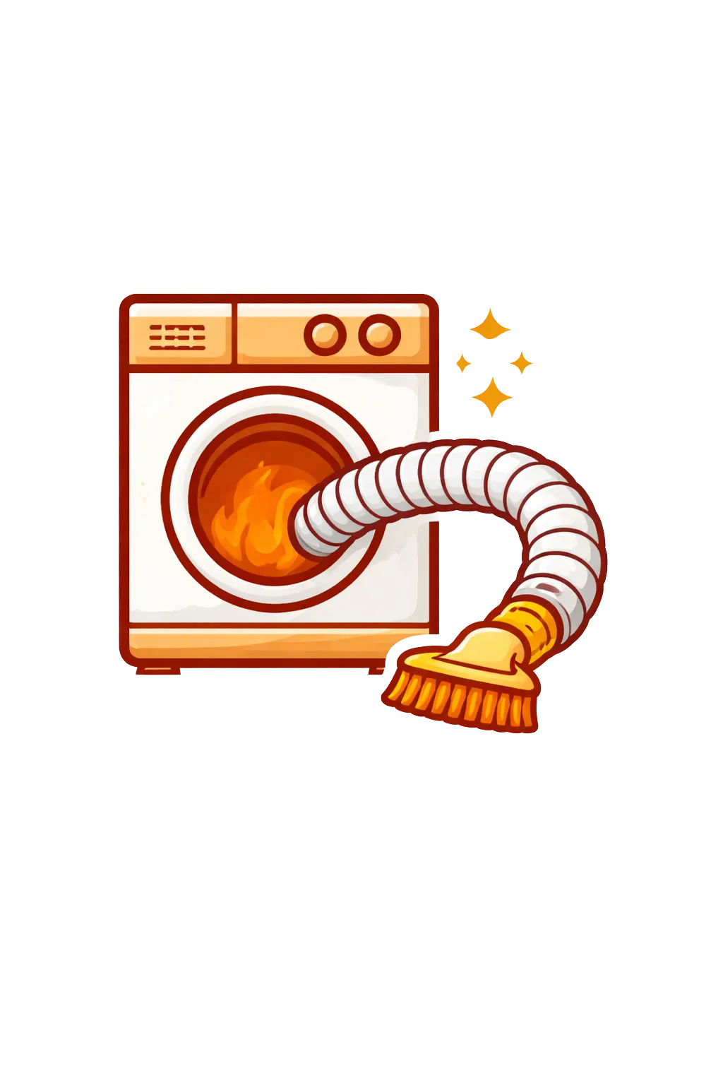 Dryer vent icon with a washing machine and duct brush